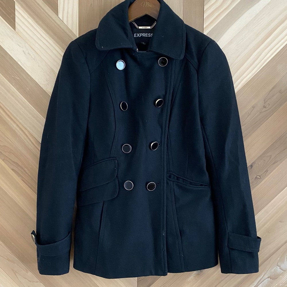 Express Black Pea Coat